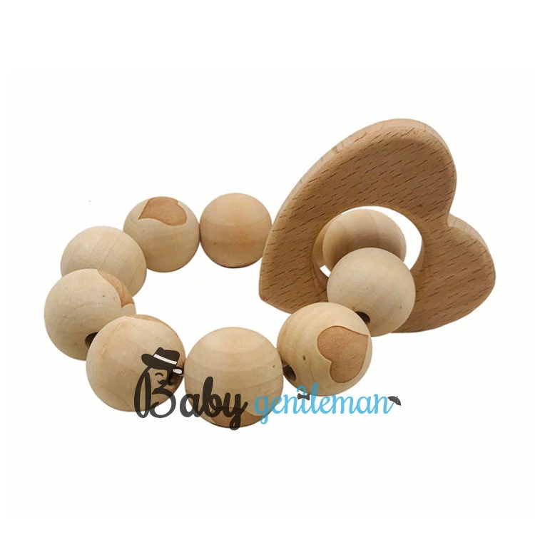 New Design Food Grade Safe Wooden Molar Beads Teether for Babies Z08197K